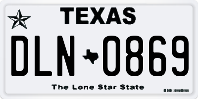 TX license plate DLN0869