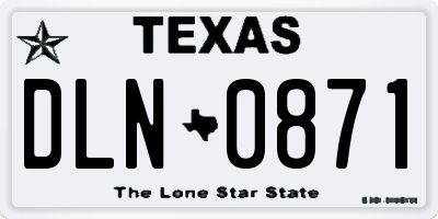 TX license plate DLN0871