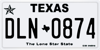 TX license plate DLN0874