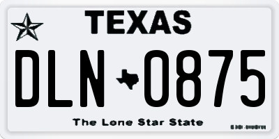 TX license plate DLN0875