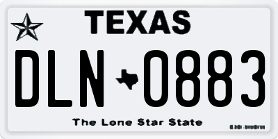 TX license plate DLN0883