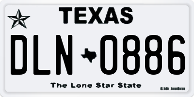 TX license plate DLN0886