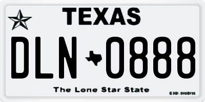TX license plate DLN0888