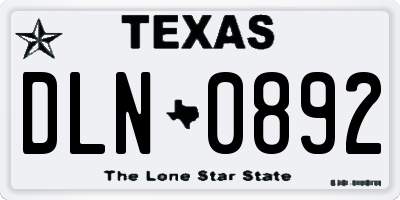 TX license plate DLN0892
