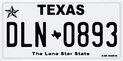 TX license plate DLN0893