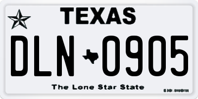 TX license plate DLN0905