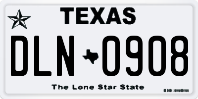 TX license plate DLN0908