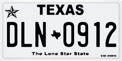 TX license plate DLN0912