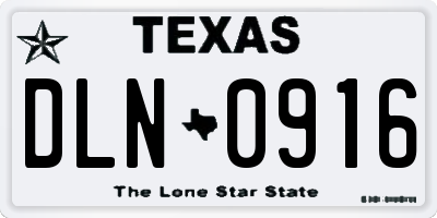 TX license plate DLN0916