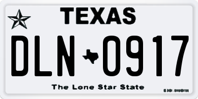 TX license plate DLN0917