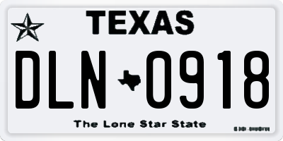 TX license plate DLN0918