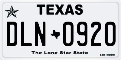 TX license plate DLN0920