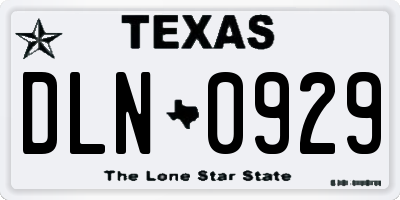 TX license plate DLN0929