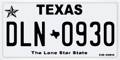 TX license plate DLN0930