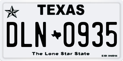 TX license plate DLN0935