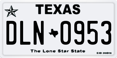TX license plate DLN0953