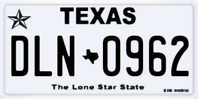 TX license plate DLN0962