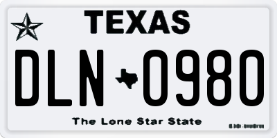 TX license plate DLN0980