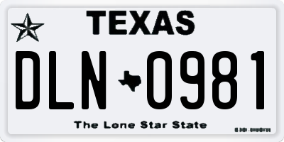 TX license plate DLN0981