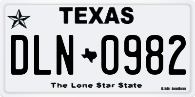 TX license plate DLN0982