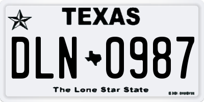 TX license plate DLN0987