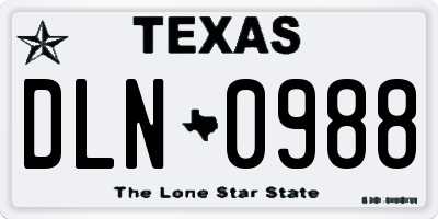 TX license plate DLN0988
