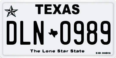 TX license plate DLN0989