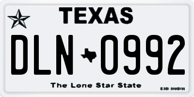 TX license plate DLN0992