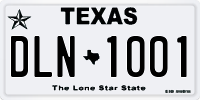TX license plate DLN1001