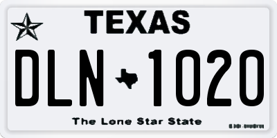 TX license plate DLN1020