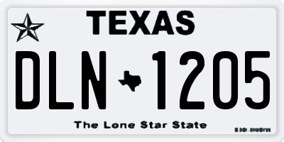 TX license plate DLN1205