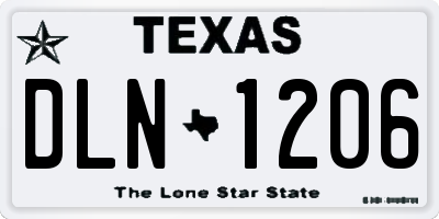 TX license plate DLN1206
