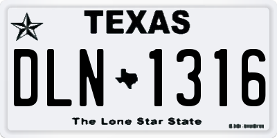 TX license plate DLN1316