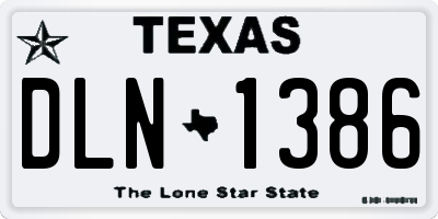 TX license plate DLN1386