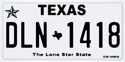 TX license plate DLN1418