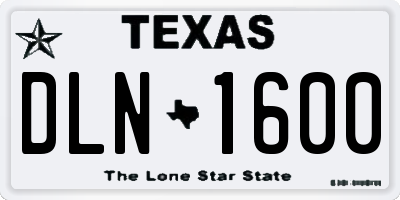 TX license plate DLN1600