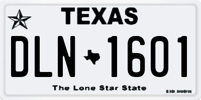 TX license plate DLN1601
