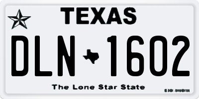 TX license plate DLN1602