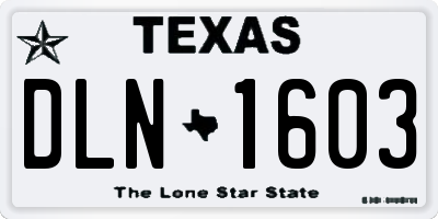 TX license plate DLN1603