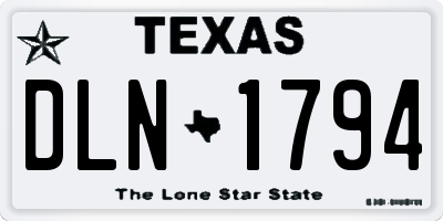 TX license plate DLN1794