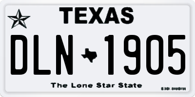 TX license plate DLN1905