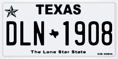 TX license plate DLN1908