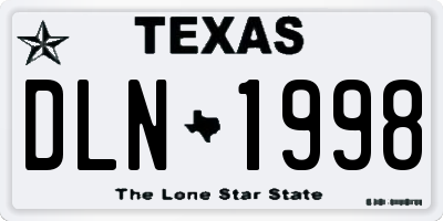 TX license plate DLN1998