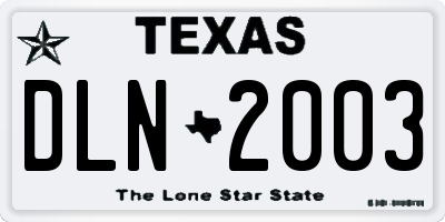 TX license plate DLN2003