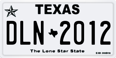 TX license plate DLN2012
