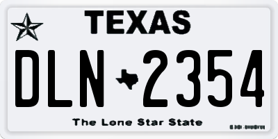 TX license plate DLN2354