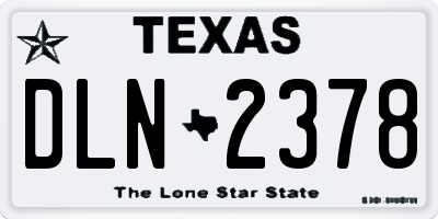 TX license plate DLN2378