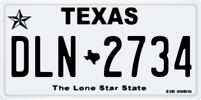 TX license plate DLN2734