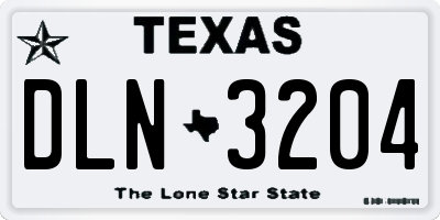 TX license plate DLN3204