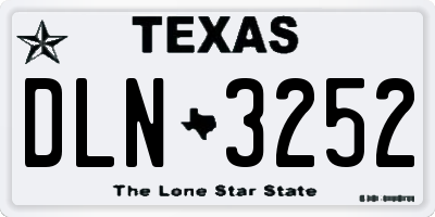 TX license plate DLN3252